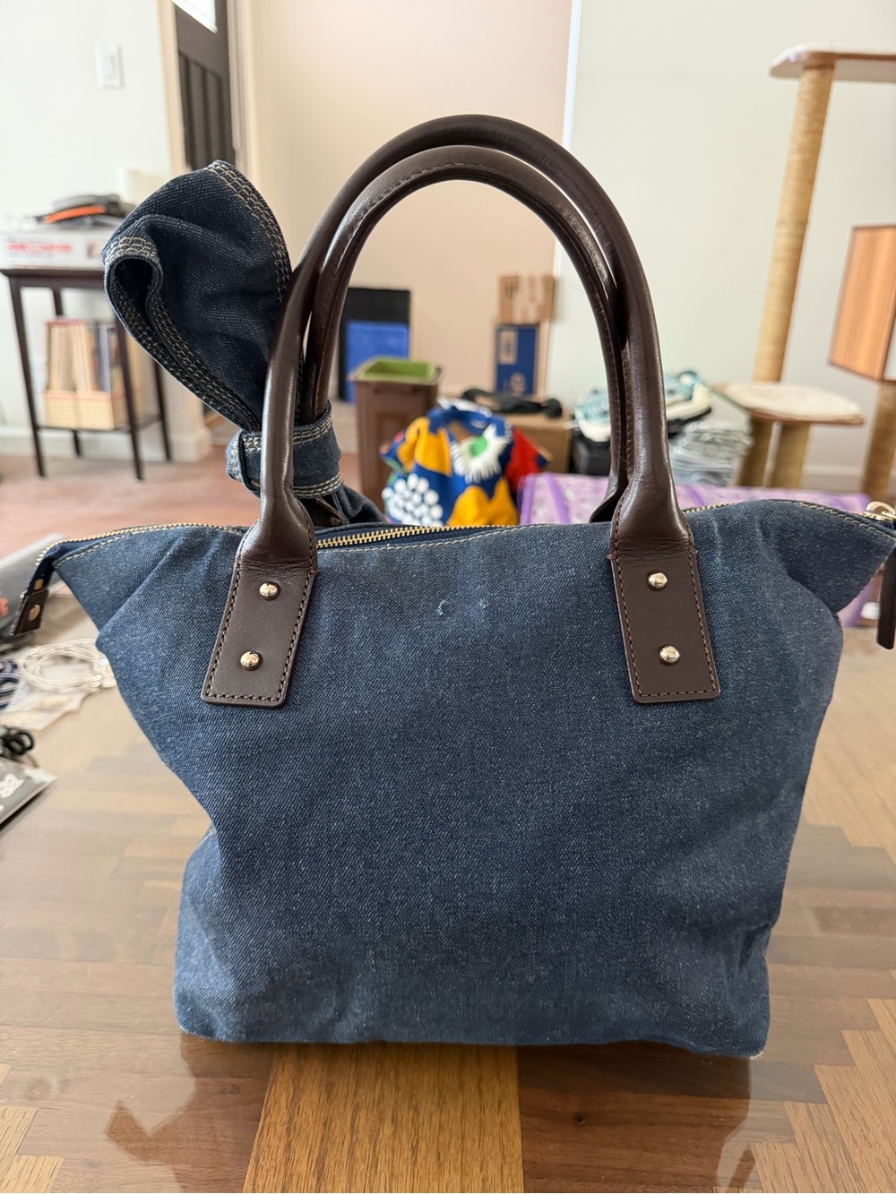 kate spade Denim Bow-Accent Shoulder Bag - Picture 4 of 9
